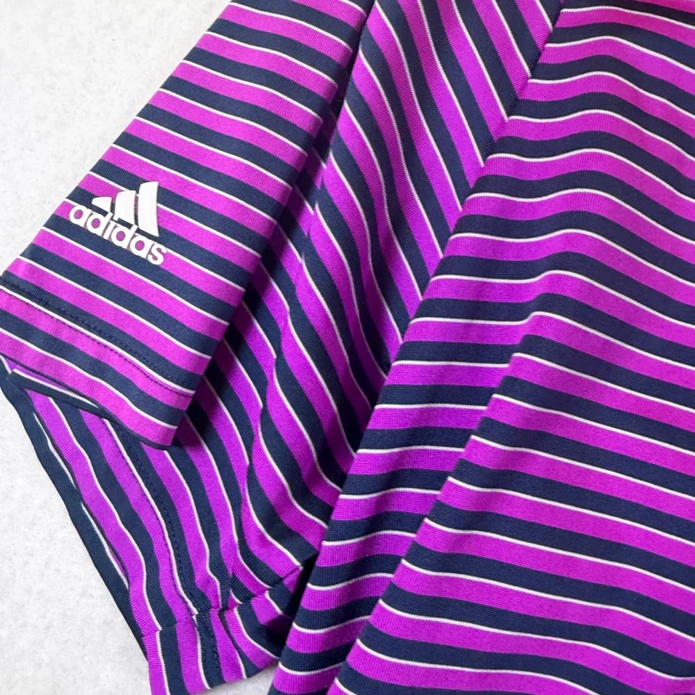 Adidas Mens XL‎ Purple Striped Robert Trent Jones Golf Trail Performance Polo